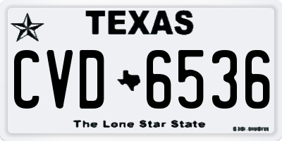 TX license plate CVD6536