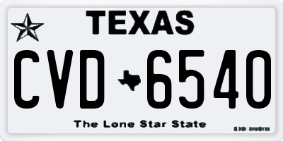 TX license plate CVD6540