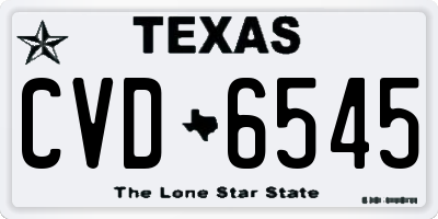 TX license plate CVD6545