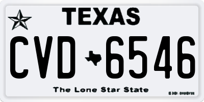TX license plate CVD6546