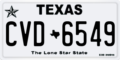 TX license plate CVD6549