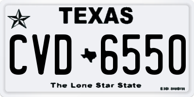 TX license plate CVD6550