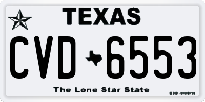 TX license plate CVD6553