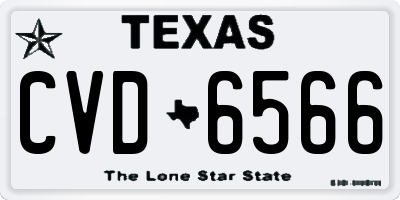 TX license plate CVD6566