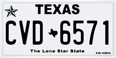 TX license plate CVD6571
