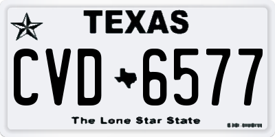 TX license plate CVD6577