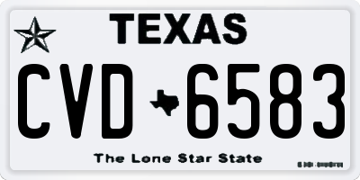 TX license plate CVD6583