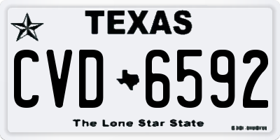 TX license plate CVD6592