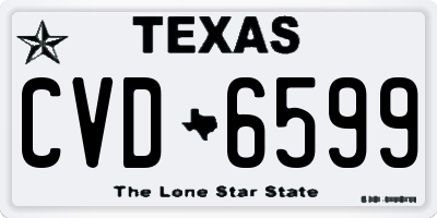 TX license plate CVD6599
