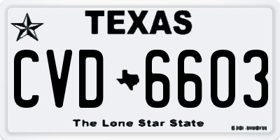 TX license plate CVD6603