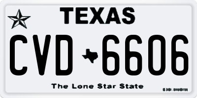 TX license plate CVD6606
