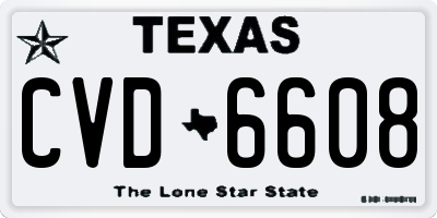 TX license plate CVD6608