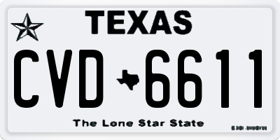 TX license plate CVD6611