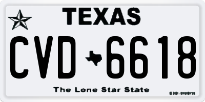 TX license plate CVD6618