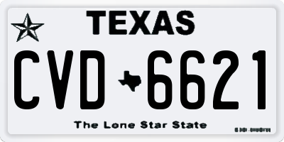 TX license plate CVD6621