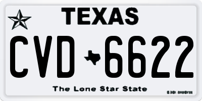 TX license plate CVD6622