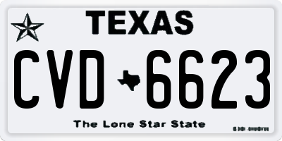 TX license plate CVD6623