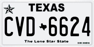 TX license plate CVD6624