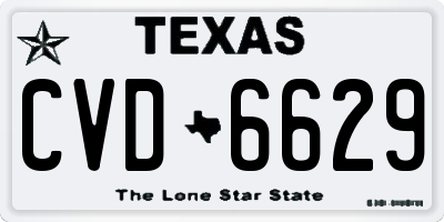 TX license plate CVD6629