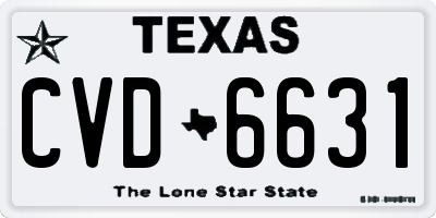 TX license plate CVD6631