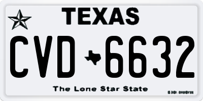 TX license plate CVD6632