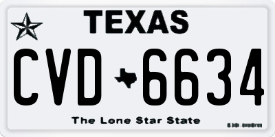 TX license plate CVD6634