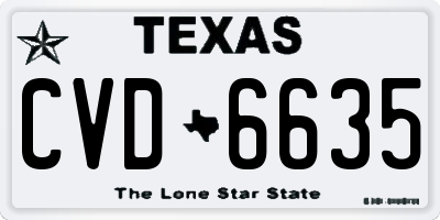 TX license plate CVD6635