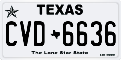 TX license plate CVD6636