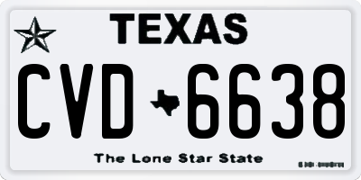 TX license plate CVD6638