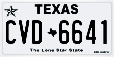 TX license plate CVD6641