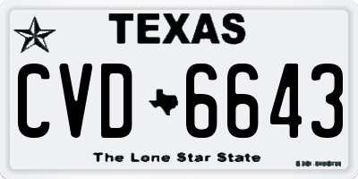 TX license plate CVD6643
