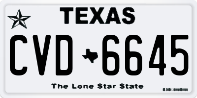 TX license plate CVD6645