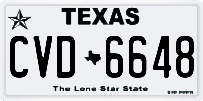 TX license plate CVD6648