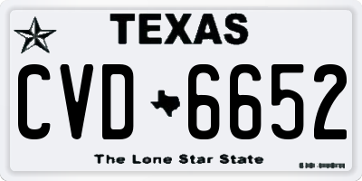TX license plate CVD6652