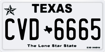 TX license plate CVD6665