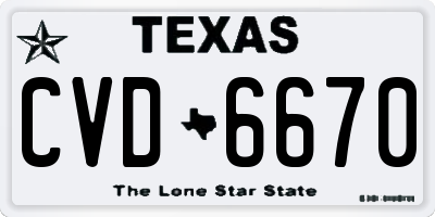 TX license plate CVD6670