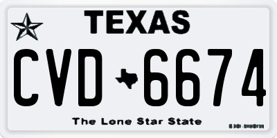 TX license plate CVD6674