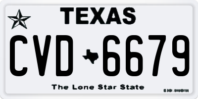 TX license plate CVD6679