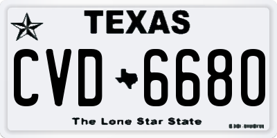 TX license plate CVD6680