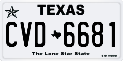 TX license plate CVD6681