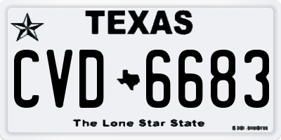 TX license plate CVD6683