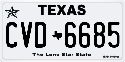 TX license plate CVD6685