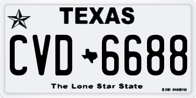 TX license plate CVD6688