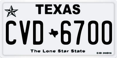 TX license plate CVD6700