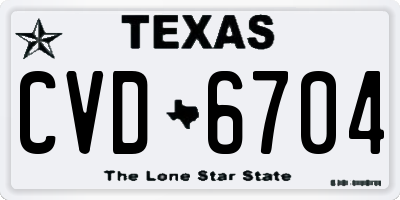 TX license plate CVD6704