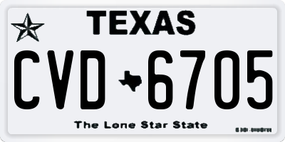 TX license plate CVD6705