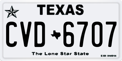 TX license plate CVD6707