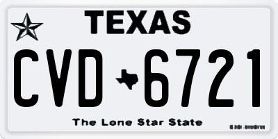 TX license plate CVD6721