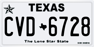 TX license plate CVD6728