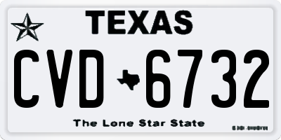TX license plate CVD6732